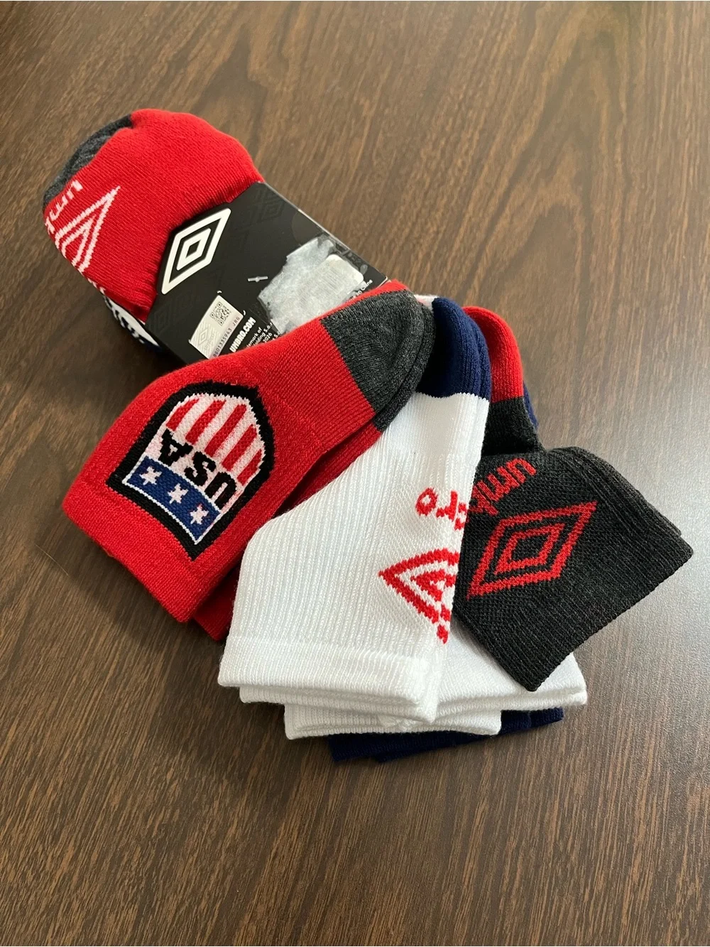 Umbro Tournament Edition USA Soccer Socks 6 Pairs Sz 6-12 New With Tags